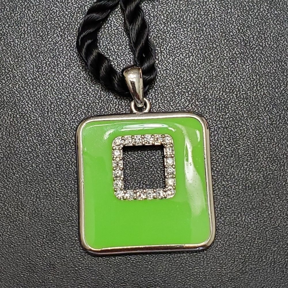*Sale* VCLM green square pendant necklace